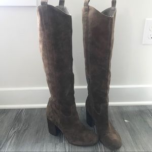 VIA SPIGA KNEE HIGH SUEDE LEATHER WESTERN BOOT TAN